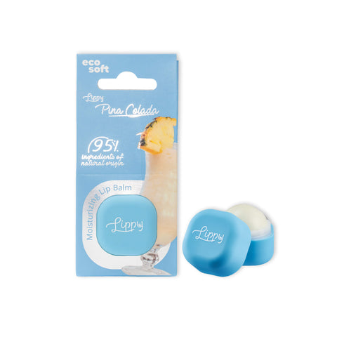 ECOSOFT LIPPY BALM PINA COLADA - Balsamo idratante, nutritivo, rigenerante labbra ispirato ai “sapori cocktail” - 6,2g