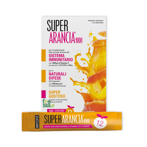 SUPER ARANCIA 1000 – Vitamina C, zinco ed Echinacea per rinforzare le difese dell’organismo – 10 stick-pack monodose